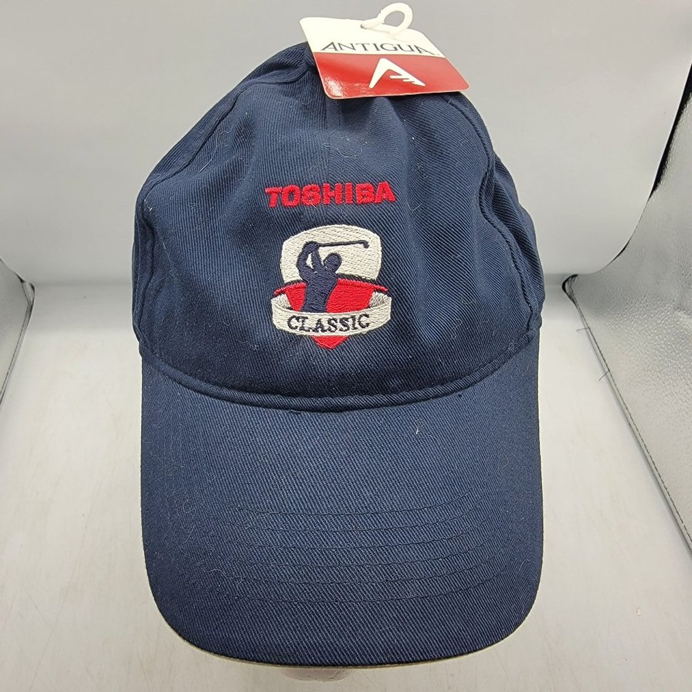 Antigua Brushed Twill Toshiba Classic Adults Navy Blue Hat Cap Golf Outdoors